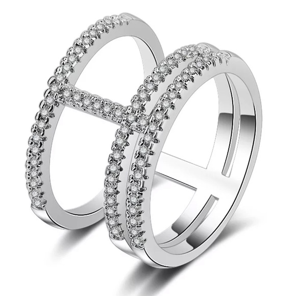 STERLING SILVER ENGAGEMENT BAND RING - Picture 3 of 4